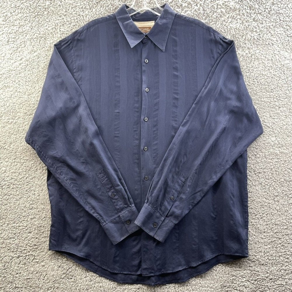 Michael Kors Button Up Shirt Men's Size Large Navy Blue Button Up‎ Men's L